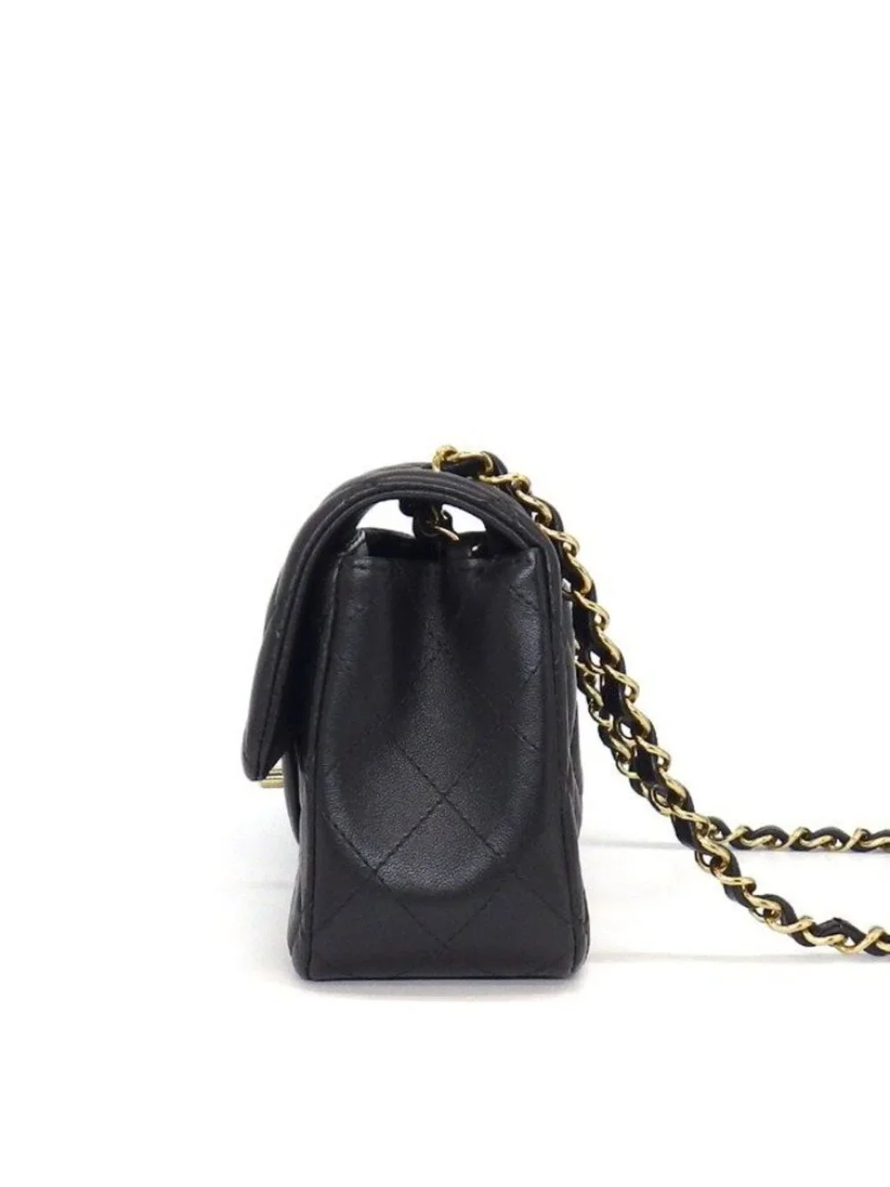 Chanel Shoulder Bag Quilted 20 Mini Classic Black Bordeaux Lambskin